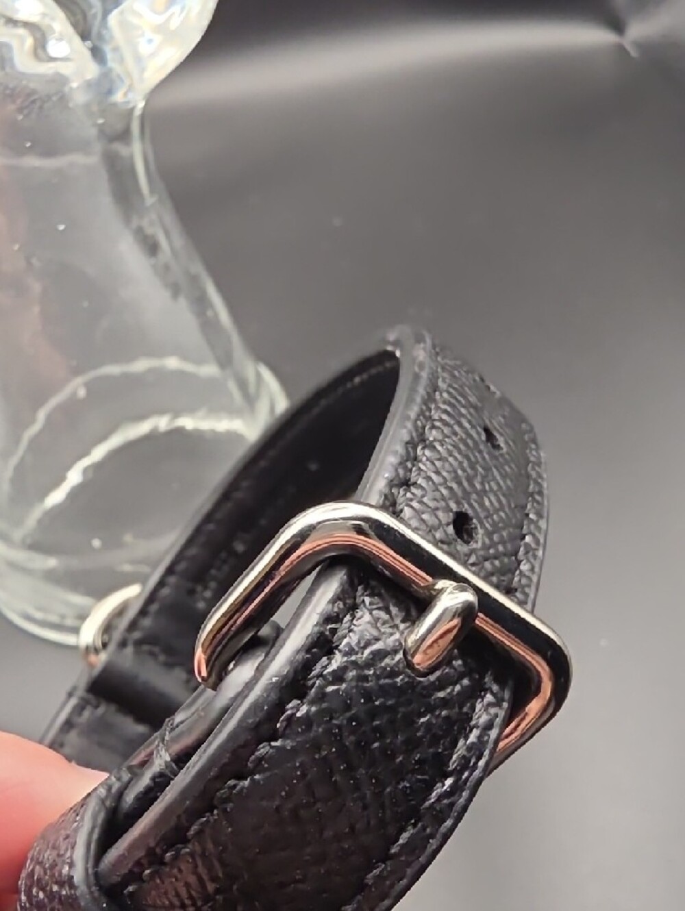 Coach Black Leather Dog Collar with Silver Bone Charm - Picture 4 of 7